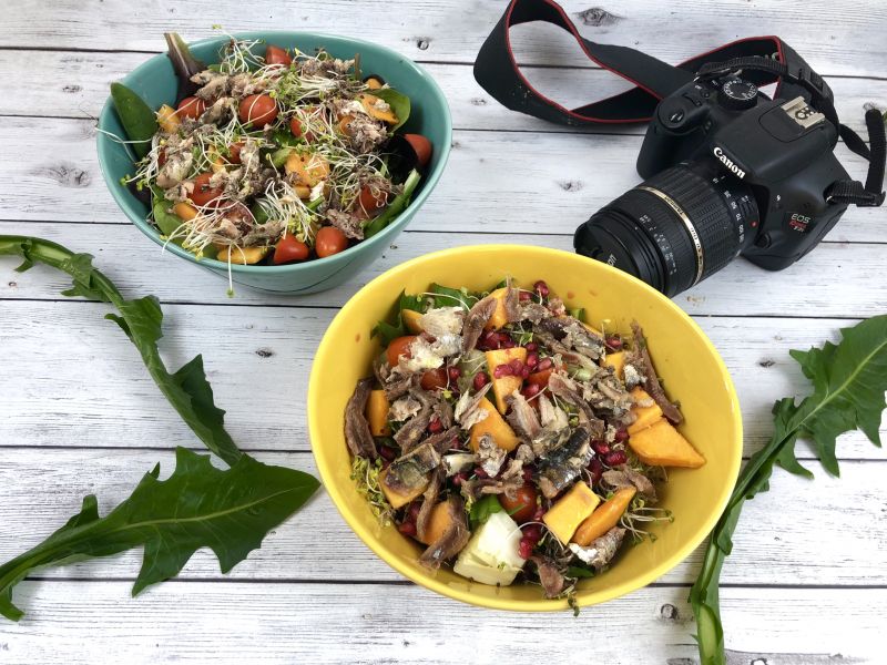 Dandelion salad with sardines and anchovies