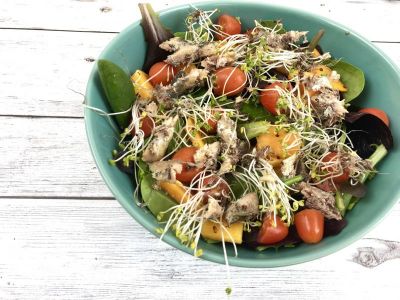 Colourful salad with sardines