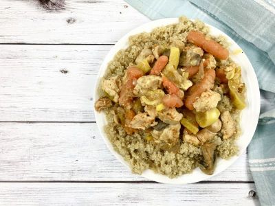 Zucchini mushroom chicken stew